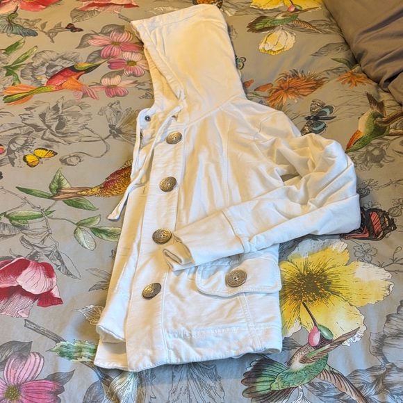 Prana White Hooded Jacket with Button Details - Picture 1 of 4